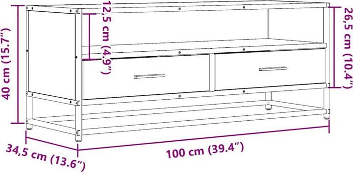 Produktbild VidaXL TV Schrank Lowboard Fernsehschrank Fernsehtisch Braun Eichen-Optik (100 x 34.5 x 40 cm)