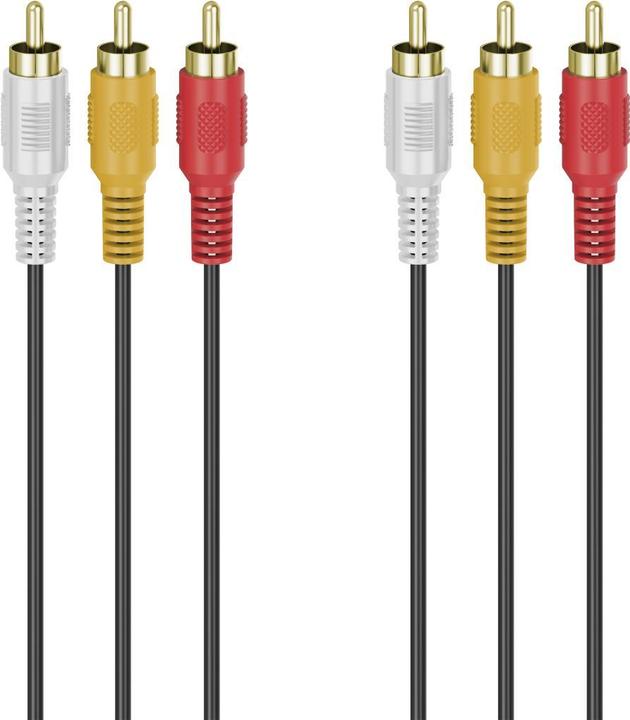 Productafbeelding Hama Audio/video kabel, 3 cinch stekker - 3 cinch stekker, verguld, 3,0 m (3 m, RCA)