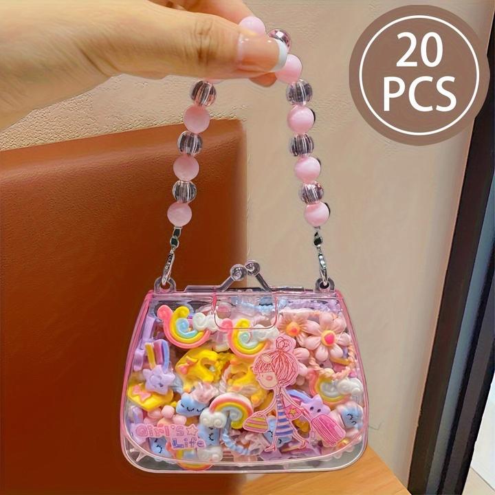 Activity Board 20Pcs Sweet Style Harz Haargummis Set für Jugendliche, gemischte Farbe Pflanze Muster, sortierte