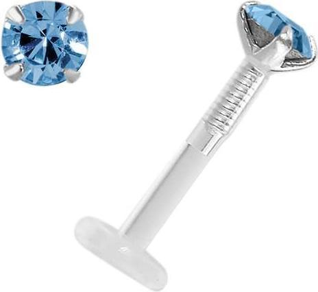 Produktbild Bijouteria Piercing für Lippe/Tragus (Bioplast, Silber 925, Swarovski Kristall)