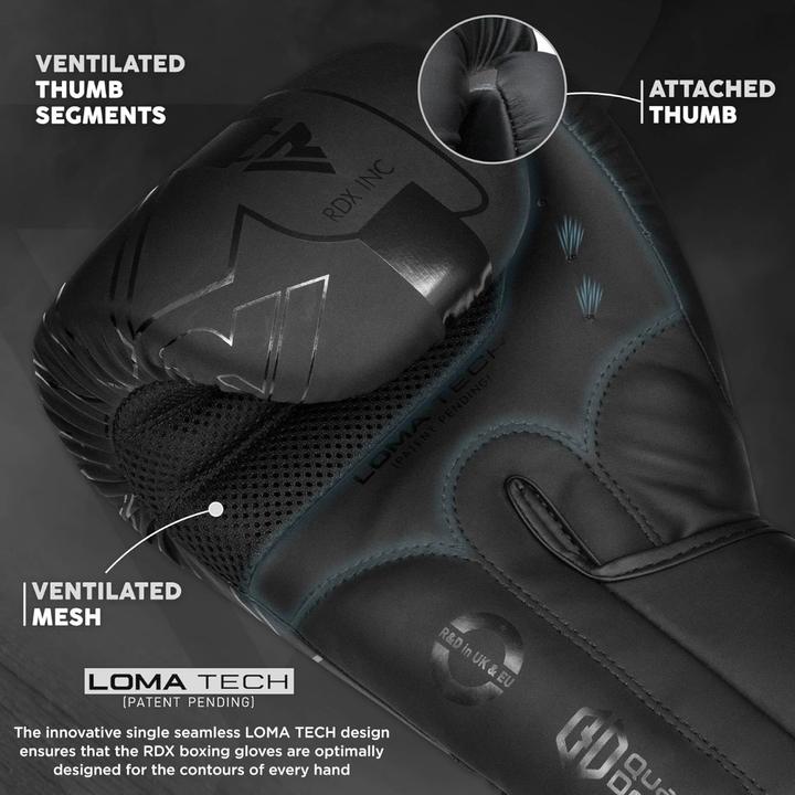Actual product image Rdx Boxing Gloves F6 Matte Black-12OZ (12 OZ, 12)