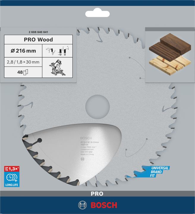 Produktbild Bosch Professional Zubehör PRO Wood Kreissägeblatt, 216 x 2.8 x 30 mm