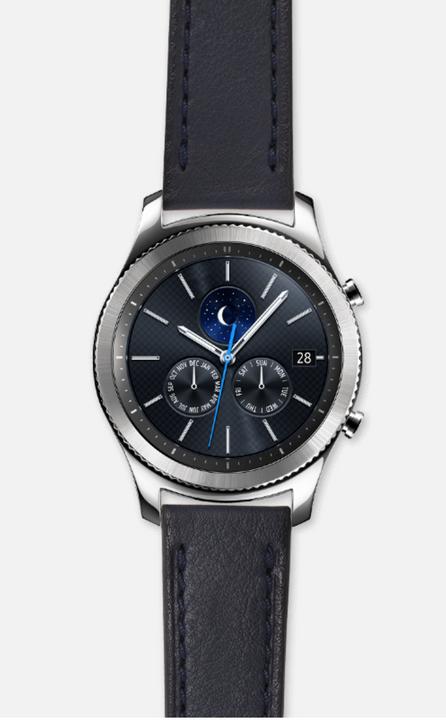 Actual product image Strap Studio Leather Classic Navy (22 mm, Leather, Gear S3 Frontier, Gear S3 Classic)