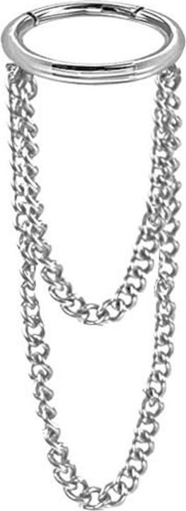 Star Piercing Micro Segmentring klappbar silber Anhänger zwei Ketten (ohne Messing, Chirurgenstahl 316L)