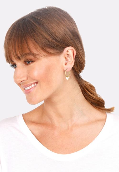Produktbild Elli Ohrringe Creolen Hänger Herzen Emaille 925 Sterling Silber (Keine Schmucksteine, Emaille, 925er Sterling Silber)