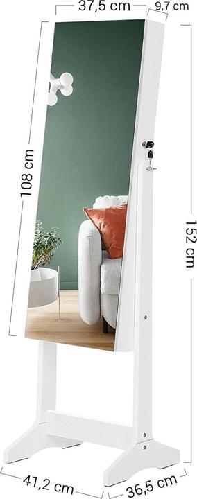 Immagine prodotto Songmics Schmuckhalter mit Spiegel 152 cm, Weiss