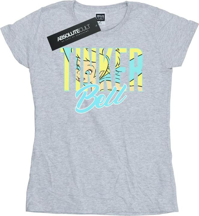 Actual product image Disney Womens/Ladies Tinker Bell Wording Infill Cotton T-Shirt (XL)