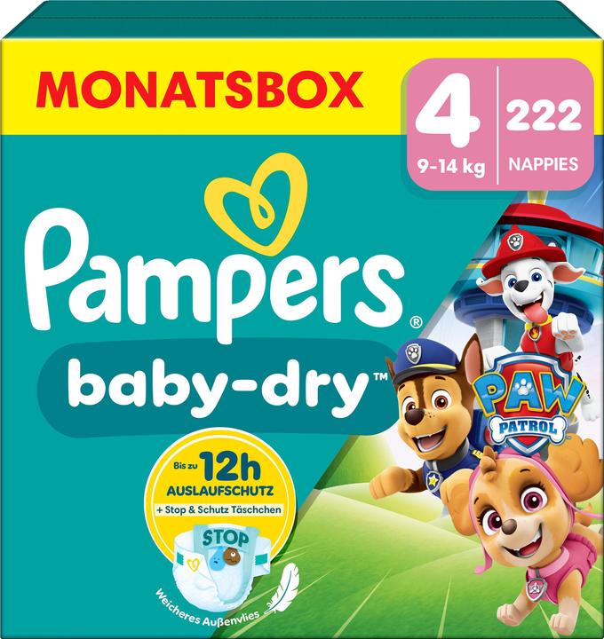 Produktbild Pampers Baby-Dry Paw Patrol Limited Edition (Gr. 4, Monatsbox, 222 Stück)