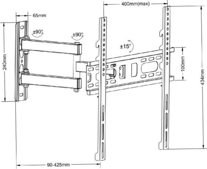Actual product image Maclean MC-761 - VESA Monitor/TV Holder, 26-55", black, 30 kg (Wall, 55", 30 kg)