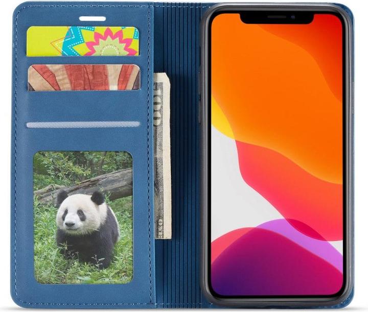 Actual product image Cover-Discount iPhone 11 Pro Max - Vintage Flip Case in suede look blue (Apple iPhone 11 Pro Max)