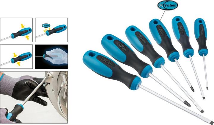 Actual product image HAZET Screwdriver set 810/6 ∙ Cross recess profile PH, Slot profile ∙ 0,5 x 3 ∙ 0,8 x 4 ∙ 1 x 5,5 ∙… (Port, Phillipps cross recess (PH))