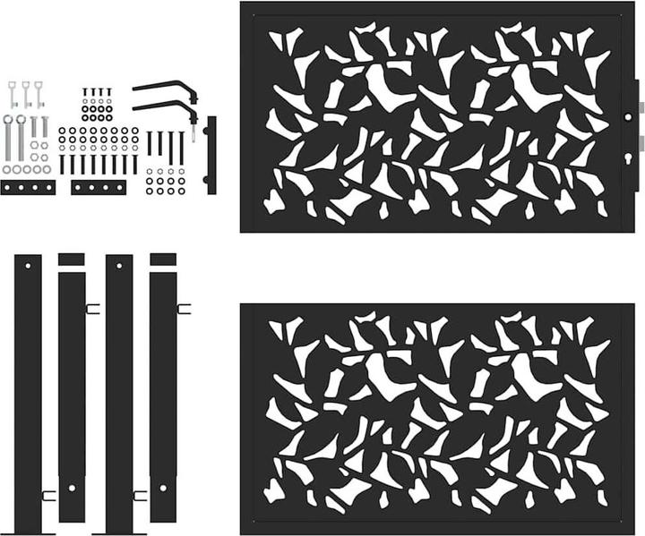 Actual product image VidaXL Garden gate black 105x105 cm steel leaf design fence gate outdoor gate