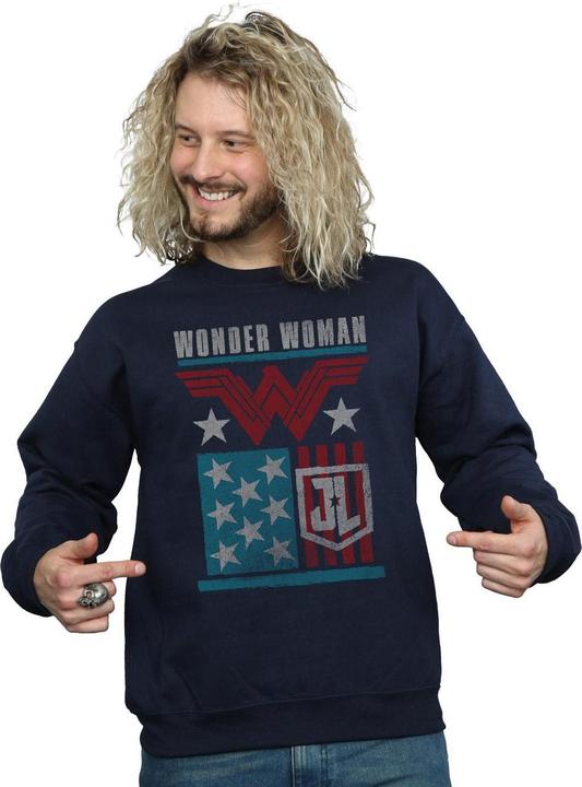 Actual product image Mens Justice League Movie Wonder Woman Flag Sweatshirt (XL)