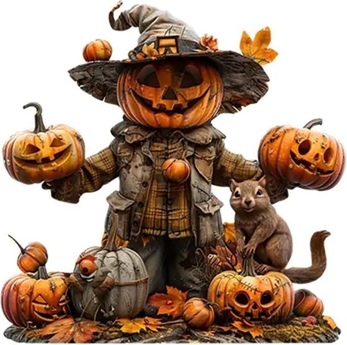 Cbx Charmante citrouille-épouvantail 2D panneau acrylique, décoration d'Halloween, décoration d'automne