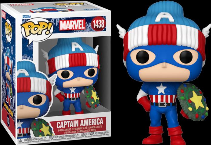 Actual product image Funko Marvel POP! vinyl figure Holiday Capt. America 9 cm