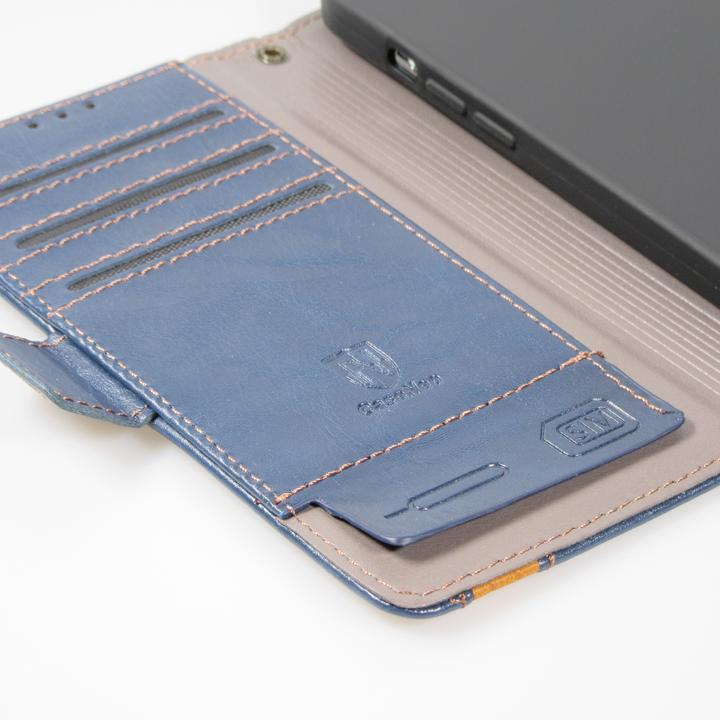 Image du produit PhoneLook Etui cuir Flip Wallet en cuir véritable avec stripe design et compartiment à cartes (Apple iPhone 15)