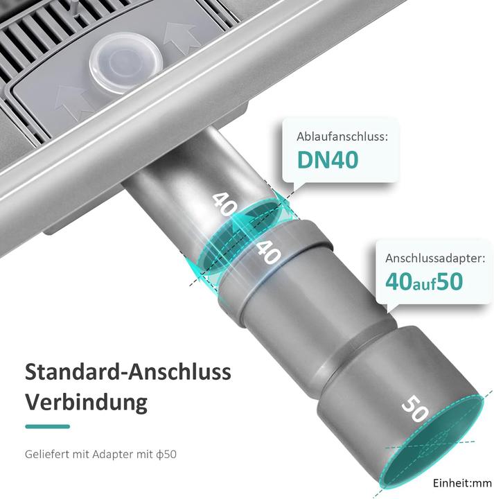 Produktbild Emke Duschrinne Edelstahl, Bodenablauf Komplettset Siphon mit Geruchsstop, Haarsieb, 800cm (800 mm)