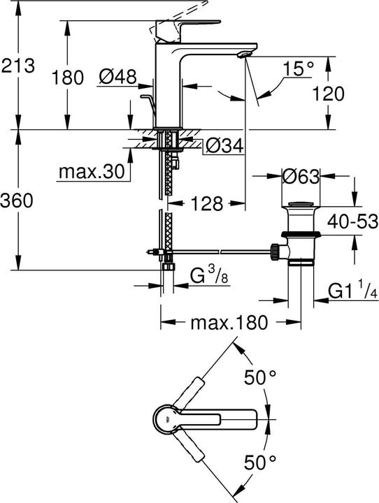 Image du produit Grohe Mitigeur monocommande linéaire pour lavabo S-Size