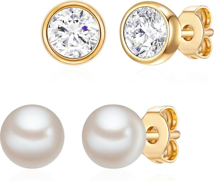 Rafaela Donata Damen Sterling Silber verziert mit Kristallen von Swarovski® Süsswasser-Zuchtperle gelbgold - 12514 (Sterling Silber)