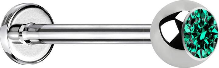 Actual product image Star Piercing Micro Labret silber mit Kugel und Kristall türkis (without brass, Surgical steel 316L)
