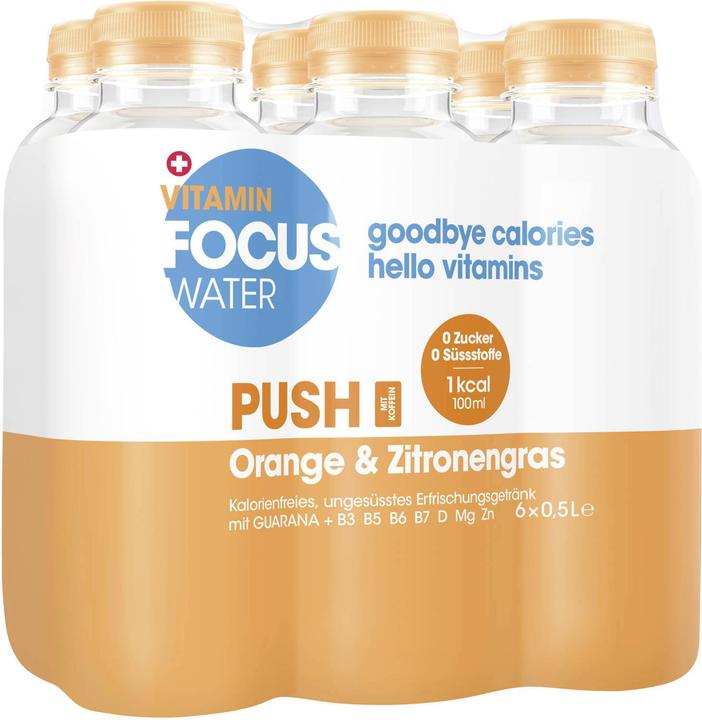 Produktbild Focuswater Push (Orange & Zitronengras, 6 x)