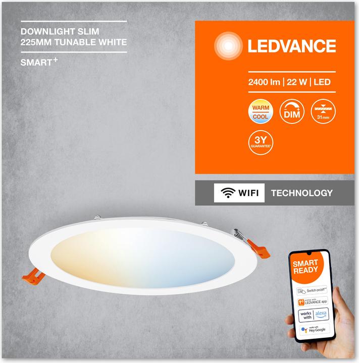 Immagine prodotto Ledvance Smart+ Downlight ultra sottile 225mm bianco 22w 2000 lumen WIFI TW IP20 (2000 lm)