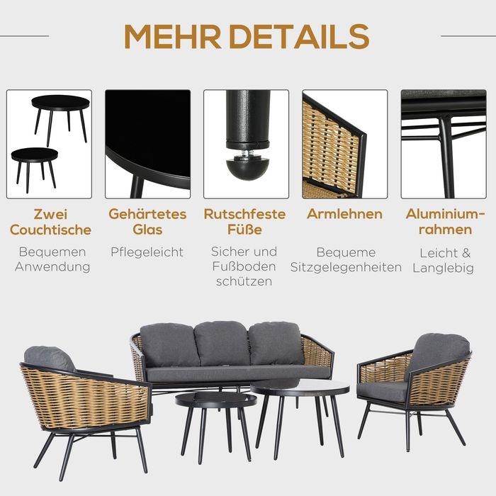 Actual product image Swisshandel24 Polyrattan garden furniture set 5-piece rattan sofa set seating set for break lounge Teetis