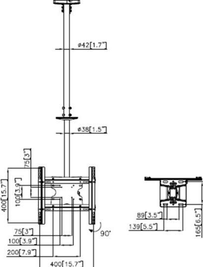 Produktbild Multibrackets Deckenhalter 32" - 70", Metall, weiss, max 30 kg (Decke, 55", 30 kg)