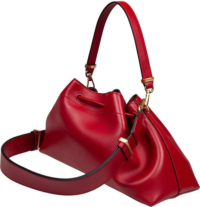 Actual product image Jimmy Choo bucket bag in red color leather