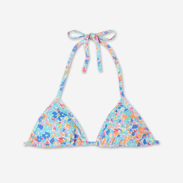 Olaian Bikini-Oberteil Damen Triangel geblümt Surfen Mae Prairie mehrfarbig