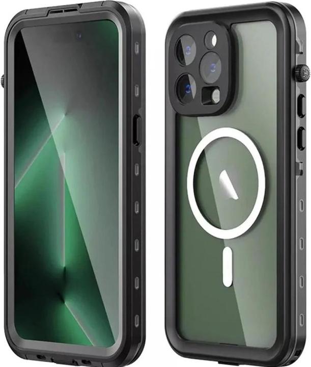 Redpepper Apple iPhone 15 Pro - IP68 Dot+ Series Wasserdichtes Outdoor Case mit Magsafe, schwarz (Apple iPhone 15 Pro)