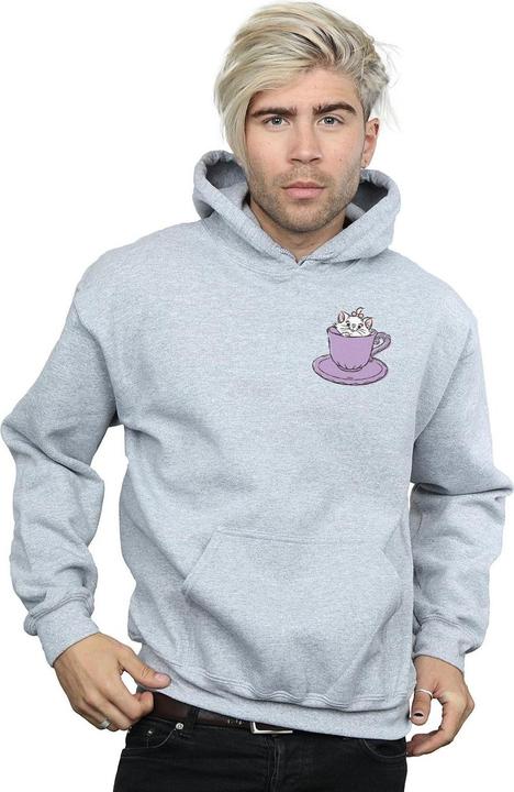 Actual product image Disney Mens Aristocats Marie In Cup Breast Print Hoodie (5XL)