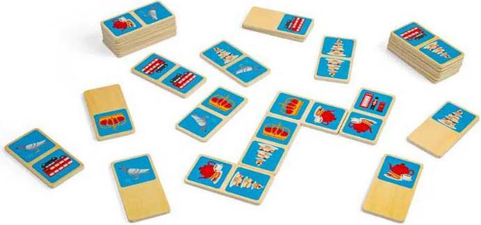 Produktbild Bigjigs London-Dominospiel aus Holz, 28-teilig.