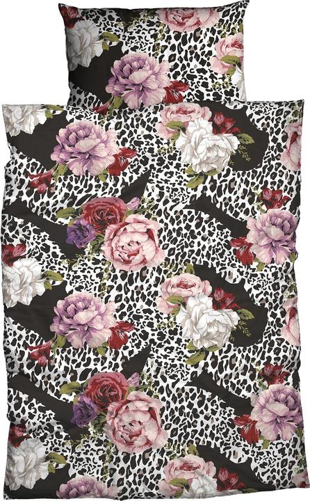 Immagine prodotto Casatex Biancheria da letto in raso Neldy nero-rosa (Set di biancheria da letto, 155x220 cm + 80x80 cm)