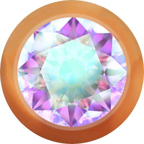 Star Piercing Micro Kugel rosegold mit Kristall multicolor (Chirurgenstahl 316L, ohne Messing)