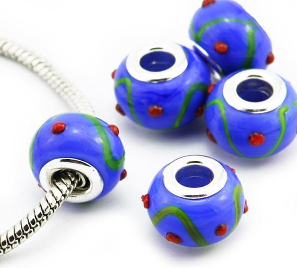 Produktbild Hermex Glas Bead versilbert 925 - Silbrig Blau (Metalllegierung, Glas)
