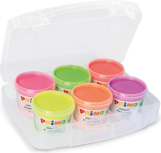 Immagine prodotto Morocolor Vernice a dita Primo Fluorescente Set di 6 in astuccio di plastica (6 colori neon, 100 ml)