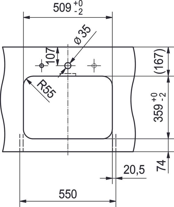 Actual product image Franke Largo LAX 610 50 (35) Stainless steel 101.0671.620 (Top-mounted sink, 35 cm, 50 cm)