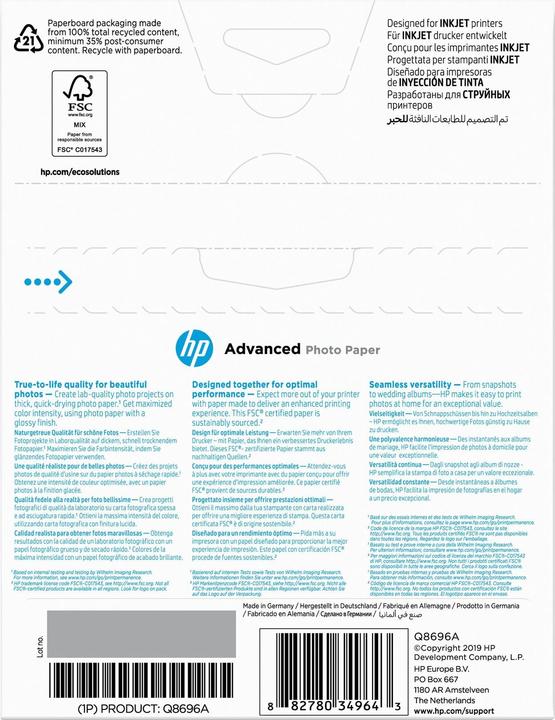 Immagine prodotto HP Q8696a (250 g/m², 13 x 18 cm, 25 x)