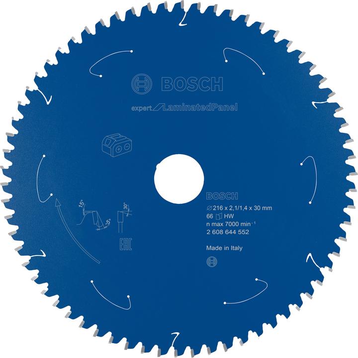 Produktbild Bosch Professional Zubehör Akku-Kreissägeblatt Expert for Laminated Panel, 216 x 2,1/1,4 x 30, 66 Zähne