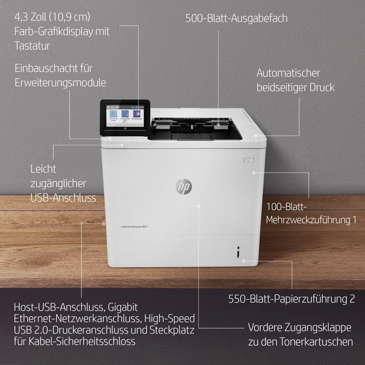 Produktbild HP LaserJet Enterprise M611dn (Laser, Schwarz-Weiss)