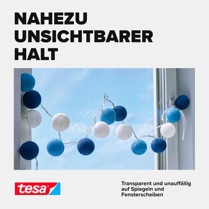 Image du produit tesa Crochet adhésif pour verre, capacité de rétention de 1 kg, détachable sans trace & repositionnable