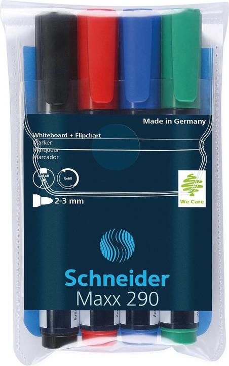 Image du produit Schneider Jeu de marqueurs Maxx 290 (Noir, Rouge, Bleu, Vert, 3 mm, 4 x)