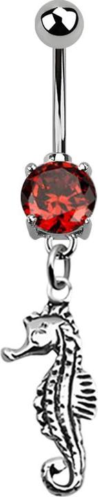 Produktbild Star Piercing Banane silber mit Anhänger Seepferdchen orange (ohne Messing, 925 Sterlingsilber, Chirurgenstahl 316L)