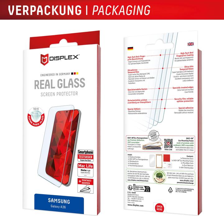 Actual product image Displex Real Glass, 2D Panzerglas (1 Piece, Samsung Galaxy A36)