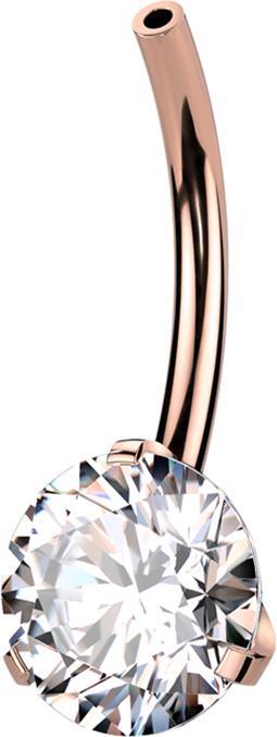 Actual product image Star Piercing Threadless banana stick rose gold with silver-set crystal (without brass, Titanium G23)