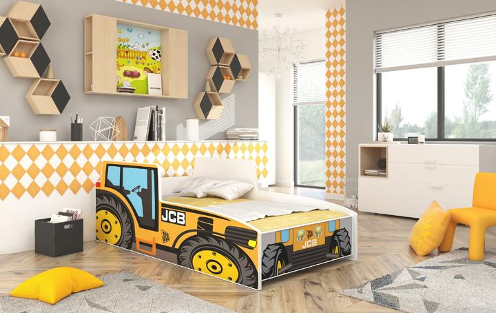 Productafbeelding ADRK Furniture Bed met matras TRACTOR GEEL 140x70 (140 x 70 cm)