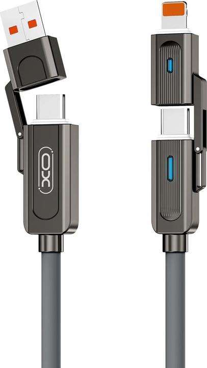 Produktbild xO cabel NB275 4w1 USB-C - Lightning + USB + USB-C 60W 1,0m szary (1 m)