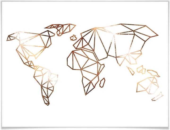 Image du produit Trenddeko Carte du monde en origami - Copper Optics (40 x 30 cm)