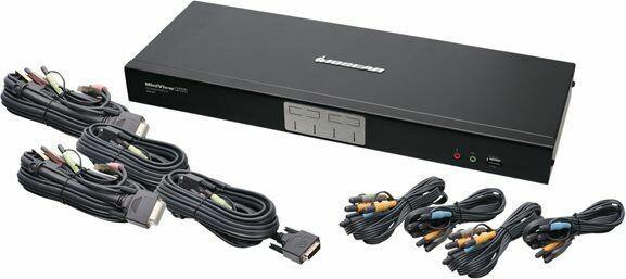Actual product image Iogear 4-Port Dual Link DVI KVMP Switch with 7.1 Audio and Cables